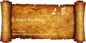 Langa Bianka névjegykártya